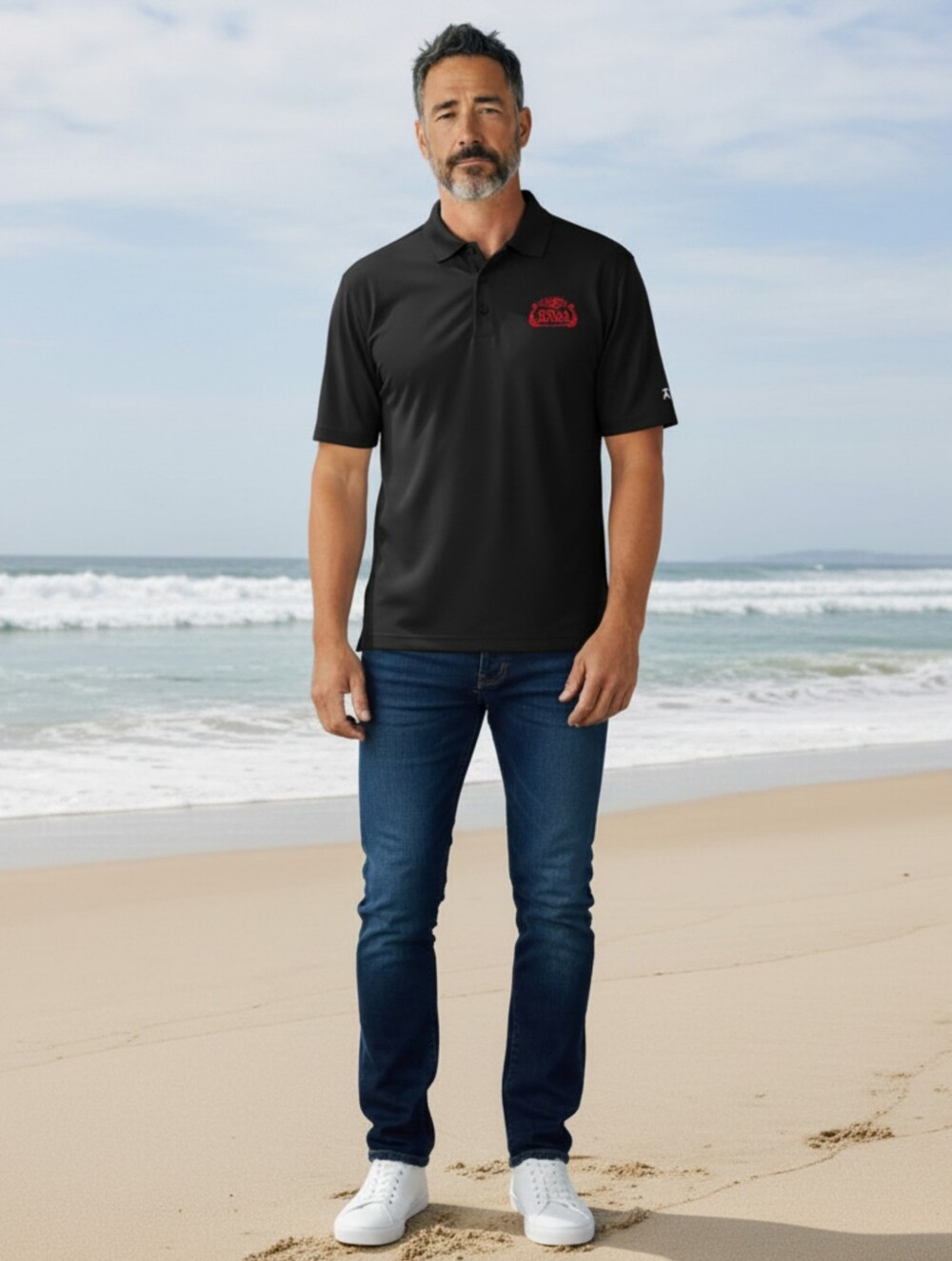 Stella Artois Antigua Black Polo Shirt Men Short Sleeve Embroidered Logo Sz XL